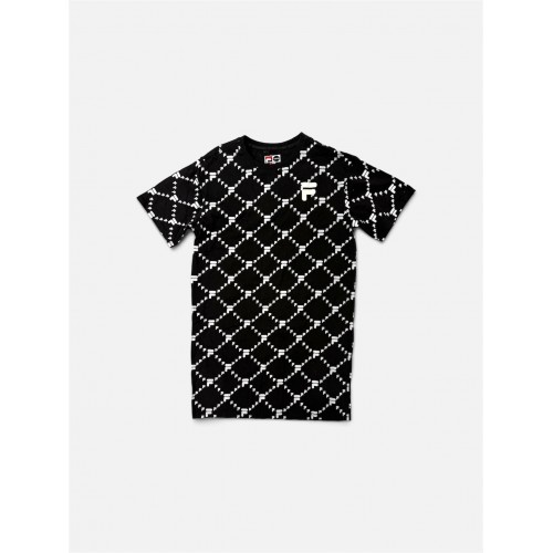 FILA Γυναικείο Μαύρο T-Shirt Φόρεμα με Monogram Print